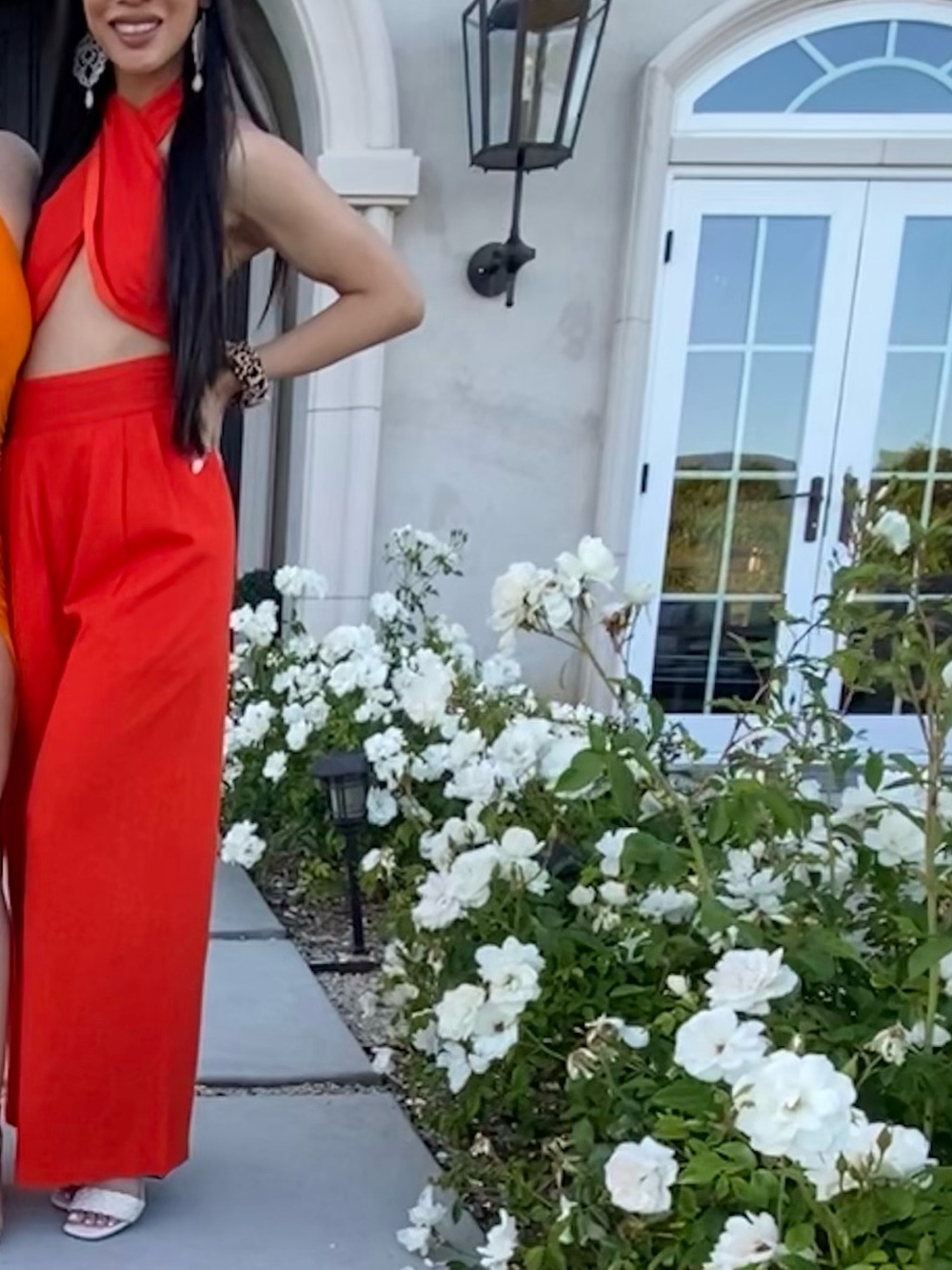 Orange Criss-cross Halter Jumpsuit